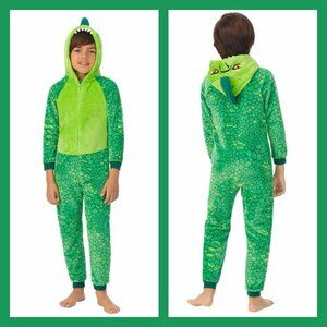 Saint Eve Green Dinosaur One-Piece Pajama Plush Costume Blanket Sleeper Boys 5/6
